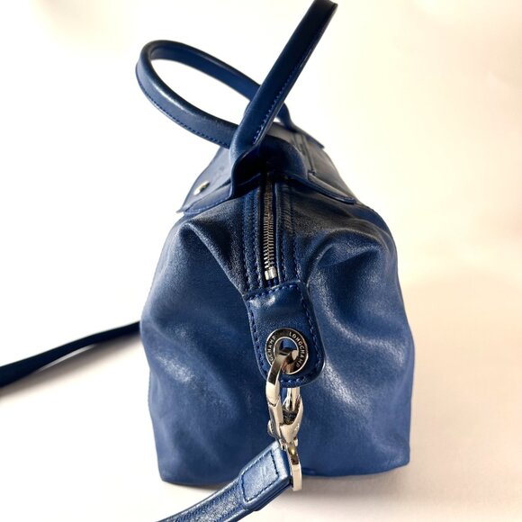 Longchamp Blue Leather Le Pliage Cuir Top Handle Crossbody - Picture 7 of 14